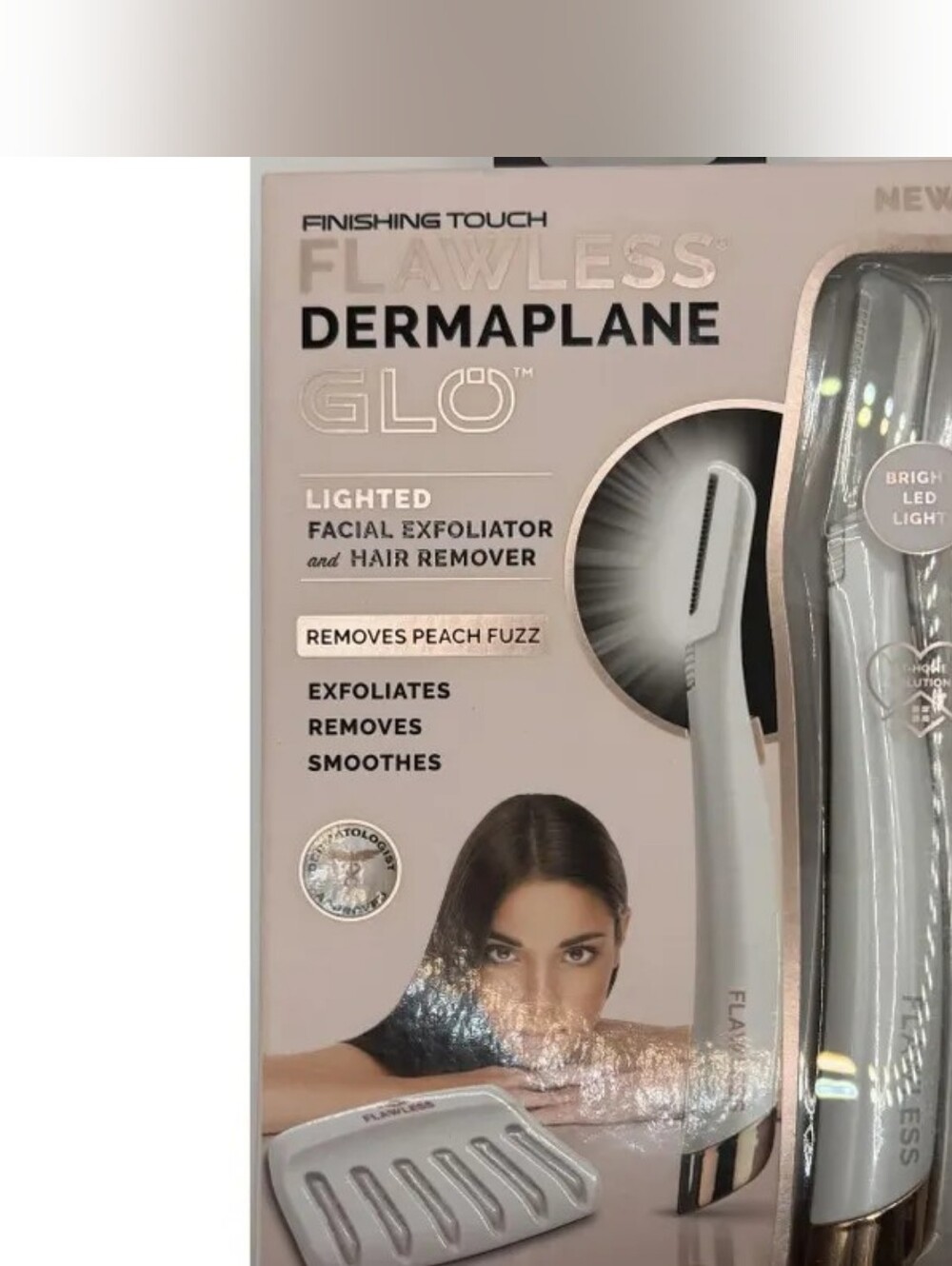 Finishing Touch Flawless Dermaplane Glo Lighted Facial Exfoliator Hair Remover